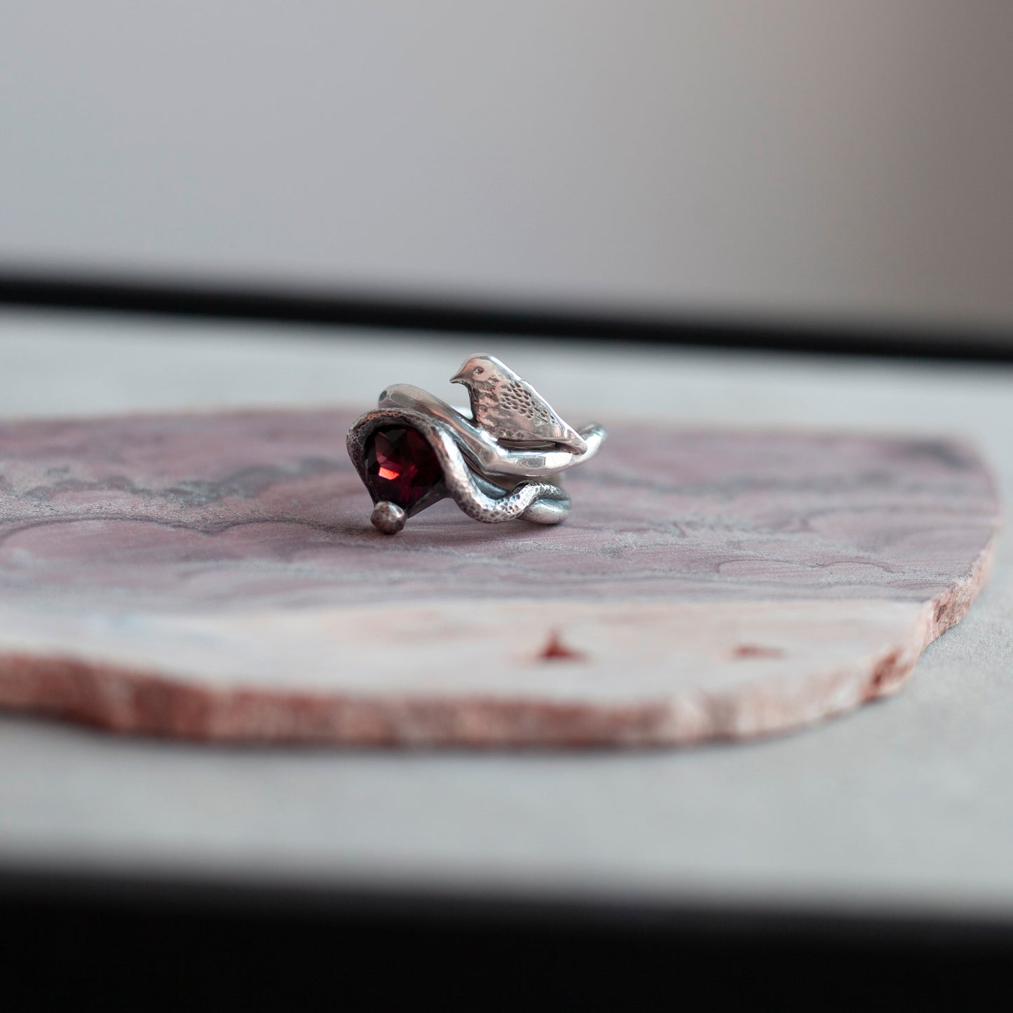 Snake Ring with Raja Garnet
