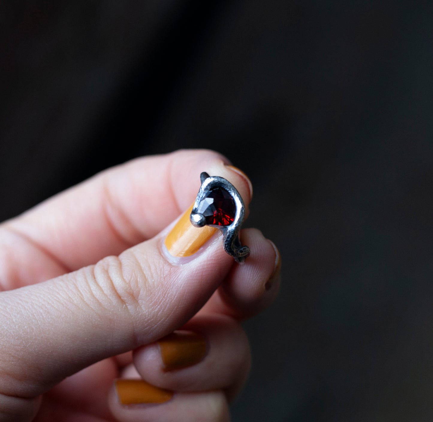 Snake Ring with Raja Garnet